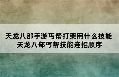 天龙八部手游丐帮打架用什么技能 天龙八部丐帮技能连招顺序